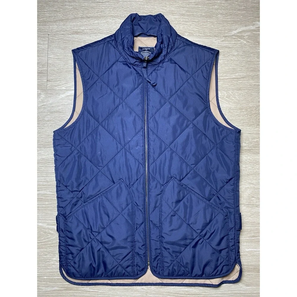 Men's Size X-SMALL  J.CREW Authentic Outerwear Blue Quilted Filled Full Zip Vest